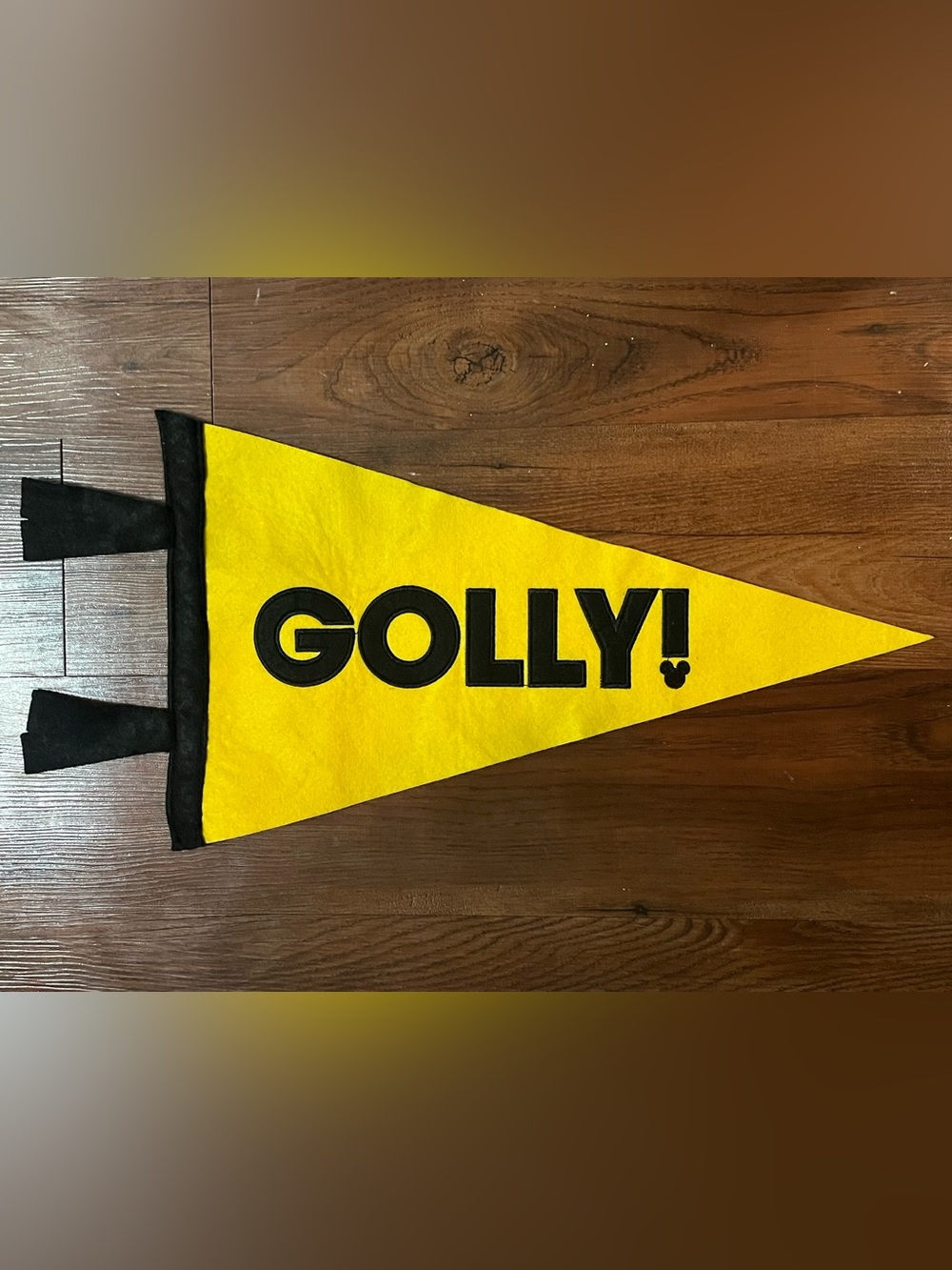 Disney Yellow Felt Pennant Banner with Black GOLLY! Lettering